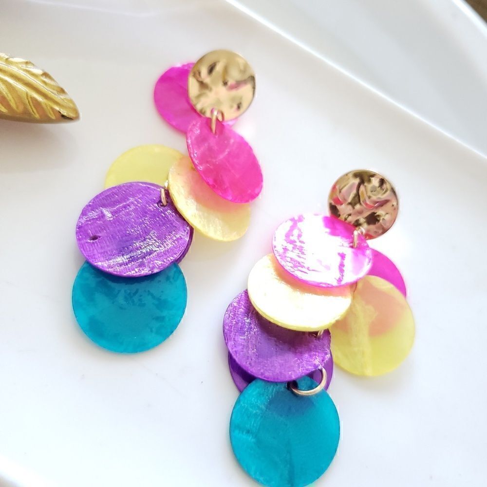 Zara MultiColored- Natural Shell  Earrings - Picture 10 of 10